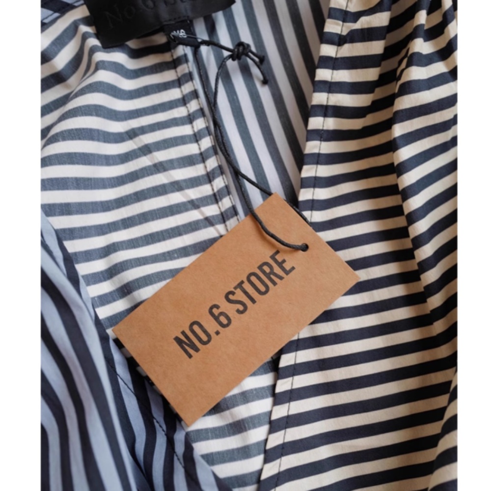 NWT NO.6 Leigh Midi Dress - Stripe Combo Blue Black White Causal Cotton - Picture 10 of 13